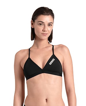 Arena Women'S Team Bikini Top Tie Back Solid Black-White 42
