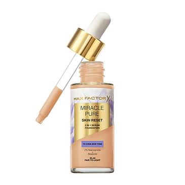 Max Factor Miracle Pure Skin Reset 2 In 1 Serum Foundation 30-40 Fair To Light