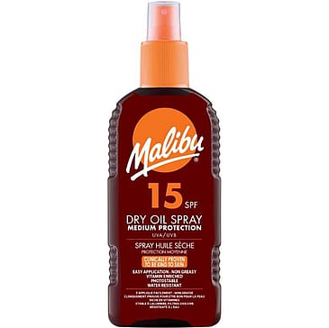 Malibu Suntan Dry Oil Spray Very Water Resistant SPF 15 Medium Protection 200 ml