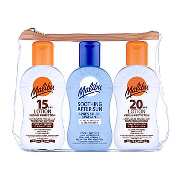 Malibu Sun Travel Essentials with Medium Suncream Protection and Soothing A 3 x 100 ml