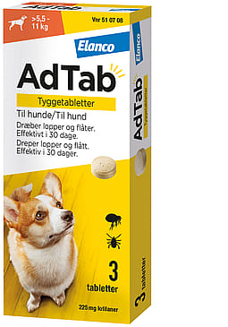 AdTab til hunde 3-pak >5.5-11 kg 225 mg