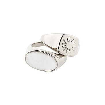 Pilgrim Prism Rings 2-In-1 Set, Silver-Plated 2 pcs