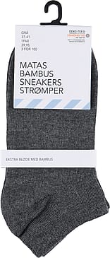 Matas Striber Bambus Viskose Sneakers Strømper Grå 37-41