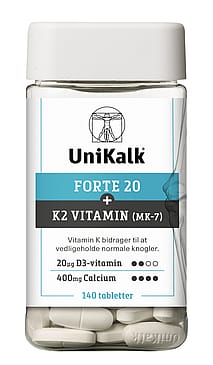 Unikalk Forte 20 + K2 Vitamin 140 stk