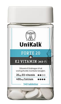 Unikalk Forte 20 + K2 Vitamin 140 stk