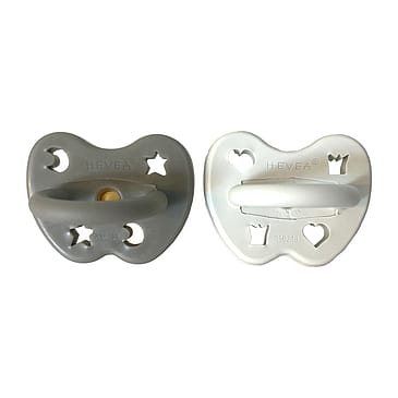 HEVEA Two-Pack Orthodontic pacifier 3-36 months (Stone Cloud)