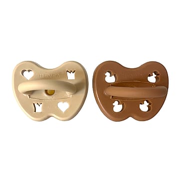 HEVEA Two-Pack Orthodontic pacifier 3-36 months (Clay Earth)