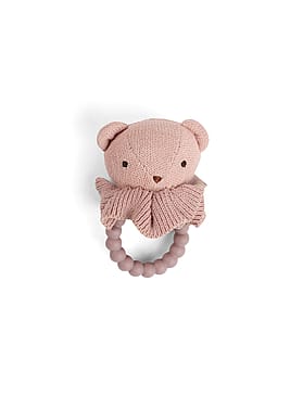 SMALLSTUFF Rattle Bear Face On Silicone Ring Soft rose