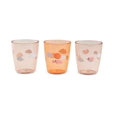 Done by Deer Yummy Mini Glas 3 stk. Happy Clouds Papaya