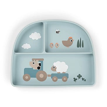 Done by Deer Stick&Stay inddelt tallerken Tiny Farm Blå