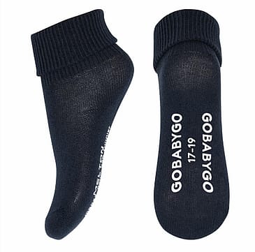 GoBabyGo Skridsikre Strømper Økologisk Bomuld Navy Blue Str. 17/19