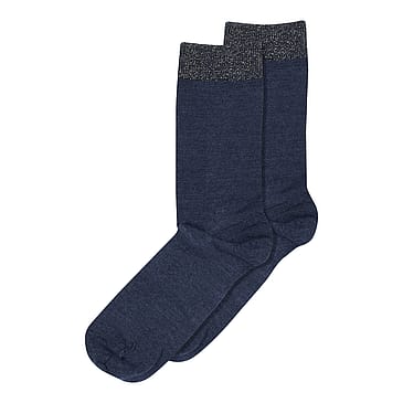 mp Woman Uld/silke strømper Deep Navy 37-39