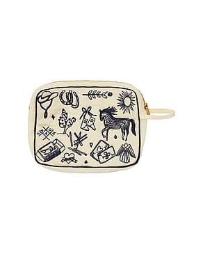 HABIBA Polly Embroidery Makeup Clutch Vanilla