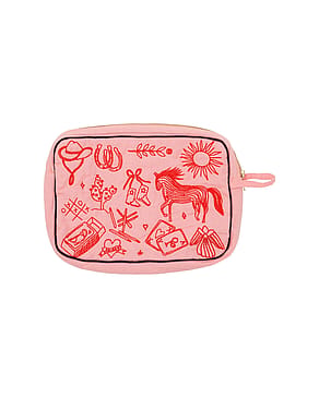 HABIBA Polly Embroidery Toiletry Bag Flamingo
