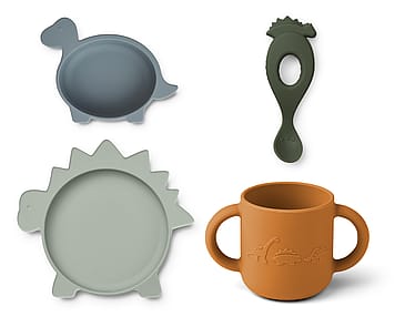 LIEWOOD Vivi Spisestel Sæt Dino Blue Multi Mix