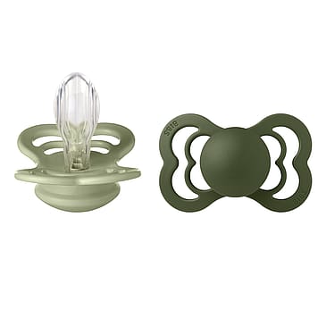 BIBS Pacifier Supreme 2 Pack Silicone Sage/Hunter Green Size 2