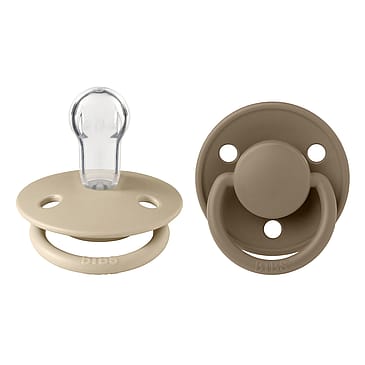 BIBS De Lux Sut 2-pak Silikonesut Vanilla/ Dark Oak Onesize