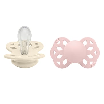 BIBS Infinity Silikone Sut Anatomisk 2-pak Ivory/ Blossom Str. 2