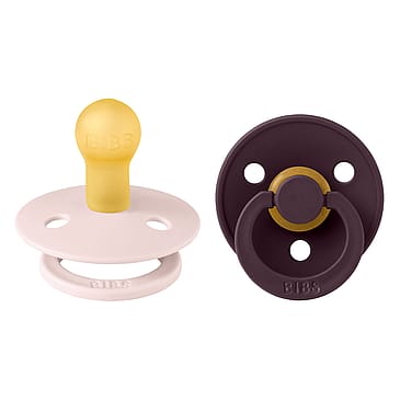 BIBS Pacifier Colour 2 Pack Latex Petal/Plum Size 1