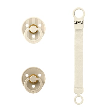 BIBS Pacifier & Clip Gift Set 3 stk. Ivory Size 1
