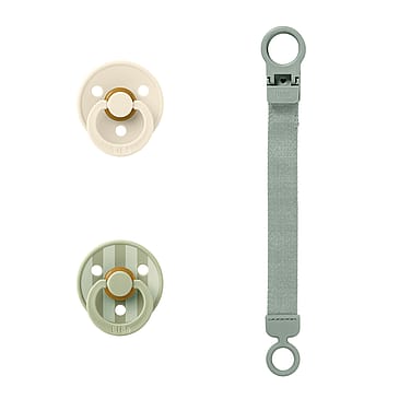 BIBS Pacifier & Clip Gift Set 3 stk. Sage Size 1