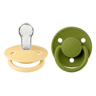BIBS Pacifier De Lux 2 pk Silicone Onesize Pale Butter/Wasabi
