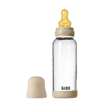 BIBS Glass Baby Bottle 240 ml Medium Flow Vanilla GLOW