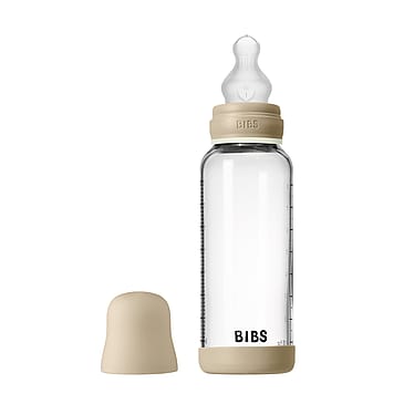BIBS Glass Baby Bottle 240 ml Medium Flow Vanilla GLOW