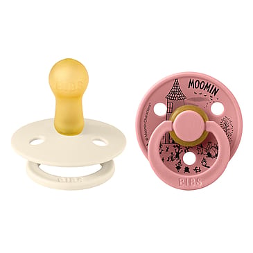BIBS Moomins Pacifier 2 pk Latex Size 2 Ivory/Dusty Pink