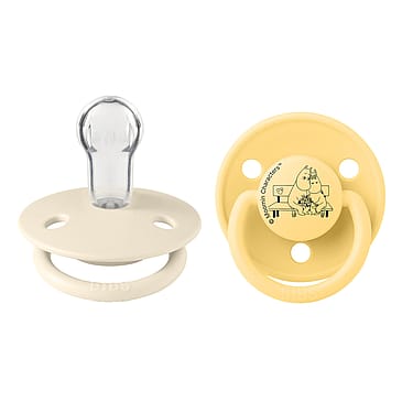 BIBS Moomins Pacifier de Lux 2 pk Silicone Ivory/Pale Butter