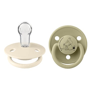 BIBS Moomins Pacifier de Lux 2 pk Silicone Ivory/Khaki