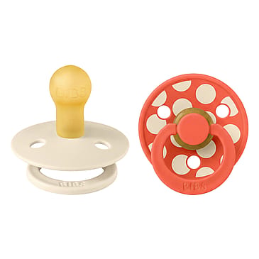 BIBS Pacifier Studio Colour 2 pk Latex Size 1 Ivory/Tango
