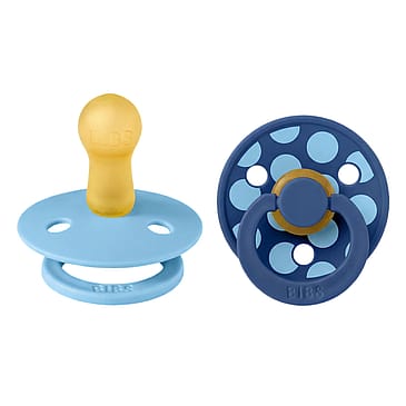 BIBS Pacifier Studio Colour 2 pk Latex Size 2 Breeze/Cornflower