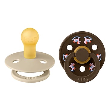 BIBS Pacifier Colour Holiday Train 2 pk Latex Size 1 Vanilla/Mocha