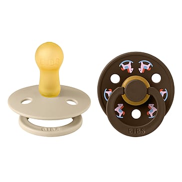 BIBS Pacifier Colour Holiday Train 2 pk Latex Size 2 Vanilla/Mocha