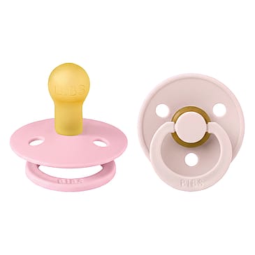 BIBS Pacifier Colour 2 pk Latex Size 1 Petal/Baby Pink