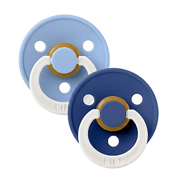 BIBS Pacifier Colour 2 pk Latex Size 3 Sky Blue GLOW/Cornflower GLOW