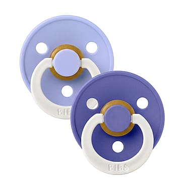 BIBS Pacifier Colour 2 pk Latex Size 2 Hush GLOW/Grape GLOW
