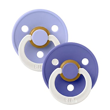 BIBS Pacifier Colour 2 pk Latex Size 3 Hush GLOW/Grape GLOW