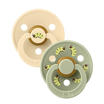 BIBS Studio Colour Pacifier Caterpillar Mix 2 pack Latex Size 1 Round