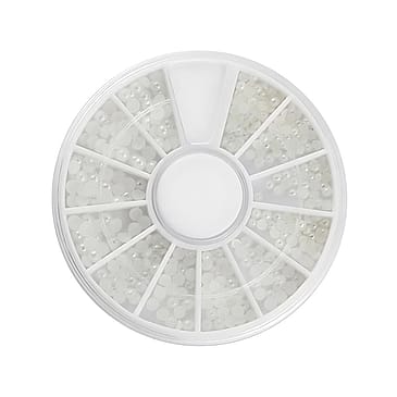 UNIQ Nail Art Gemstone Wheel Hvide Dekorationsperler