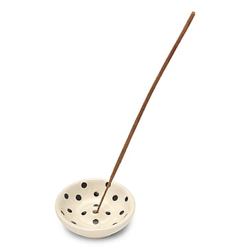moshi moshi mind Signature Incense Holder ecru/black dots