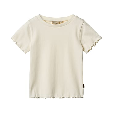 WHEAT Rib T-Shirt Short Sleeve Alicia Ivory Str 98/ 3 år
