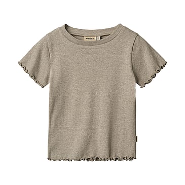 WHEAT Rib T-Shirt Short Sleeve Alicia Gravel Melange Str 128/8 år