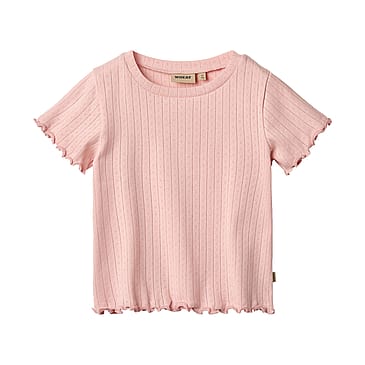 WHEAT Rib T-Shirt Short Sleeve Irene Rose Sprinkle Str 92/2 år
