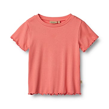 WHEAT Rib T-Shirt Short Sleeve Irene Light Coral Str 98/ 3 år