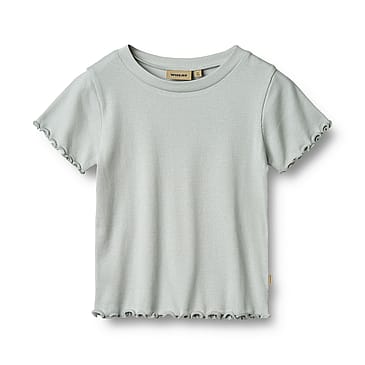 WHEAT Rib T-Shirt Short Sleeve Irene Soft Blue Str 122/7 år