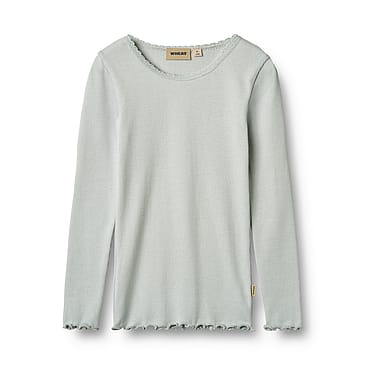 WHEAT Rib T-Shirt Long Sleeve Reese Soft Blue Str 122/7 år
