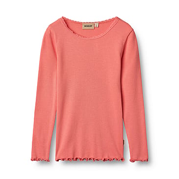 WHEAT Rib T-Shirt Long Sleeve Reese Light Coral Str 116/6 år