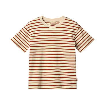 WHEAT T-Shirt Short Sleeve Warm Caramel Stripe Str 140/10 år